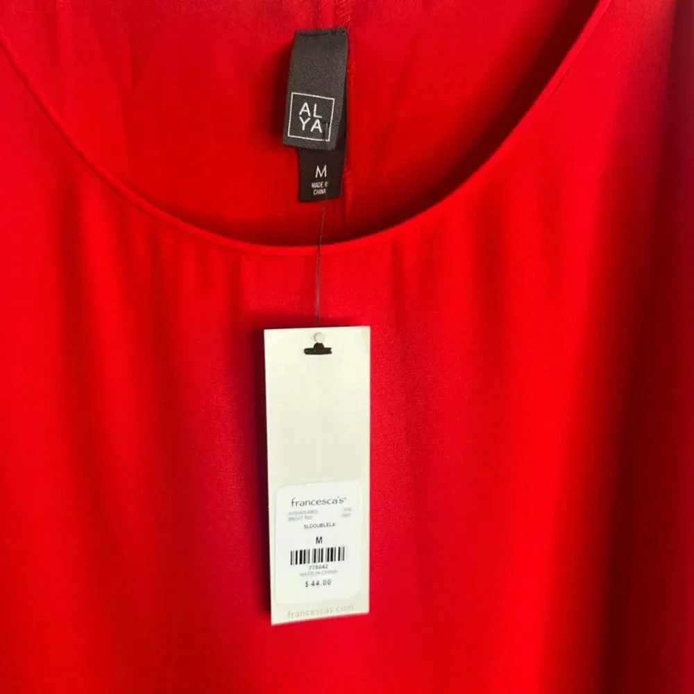 Francesca's Alya Bold Red Spaghetti Strap‎ Lined Slip Dress Size Medium